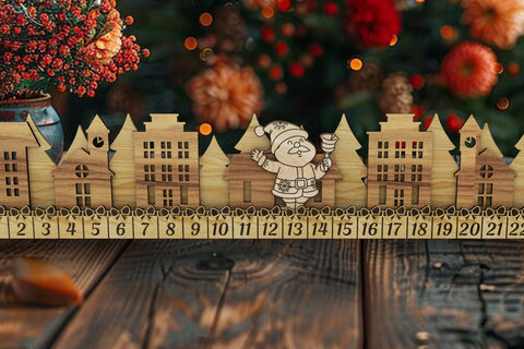 Christmas Countdown Advent Calendar Wood Cut Template SVG LaserCutano 