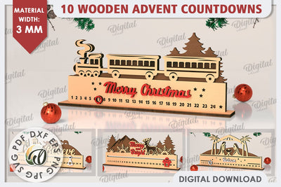 Christmas Countdown Advent Calendars Laser Cut Bundle SVG Evgenyia Guschina 