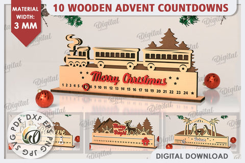 Christmas Countdown Advent Calendars Laser Cut Bundle SVG Evgenyia Guschina 