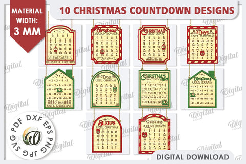 Christmas Countdown Advent Calendars Laser Cut Bundle SVG Evgenyia Guschina 