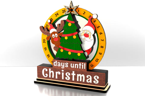 Christmas Countdown Calendar | Santa & Reindeer Advent Laser Cut File SVG LaserCutano 