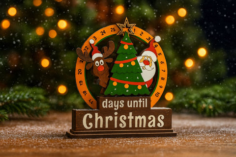 Christmas Countdown Calendar | Santa & Reindeer Advent Laser Cut File SVG LaserCutano 