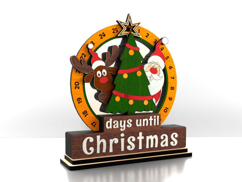 Christmas Countdown Calendar | Santa & Reindeer Advent Laser Cut File SVG LaserCutano 