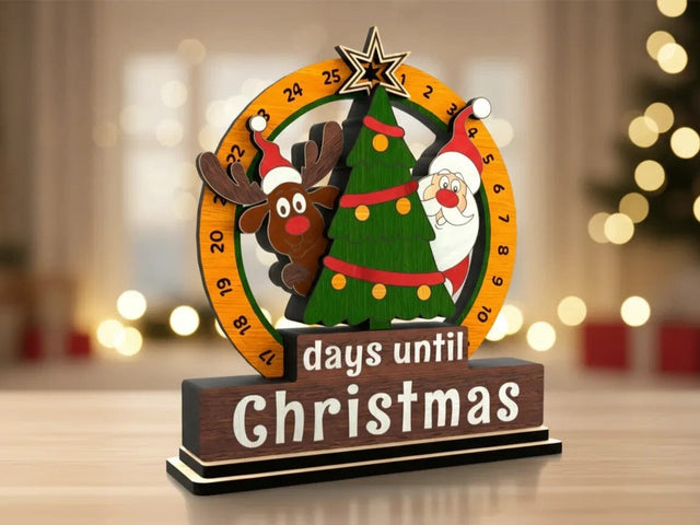 Christmas Countdown Calendar | Santa & Reindeer Advent Laser Cut File SVG LaserCutano 