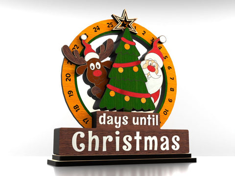 Christmas Countdown Calendar | Santa & Reindeer Advent Laser Cut File SVG LaserCutano 