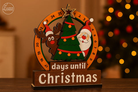 Christmas Countdown Calendar | Santa & Reindeer Advent Laser Cut File SVG LaserCutano 
