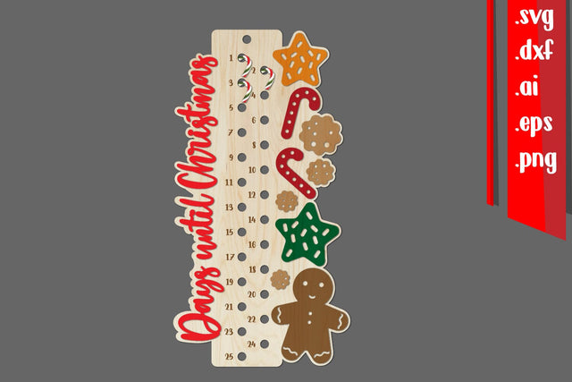 Christmas Countdown | Candy Cane Christmas Calendar SVG zafrans studio 
