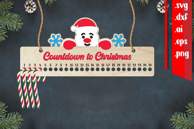 Christmas Countdown | Candy Cane Christmas Calendar SVG zafrans studio 
