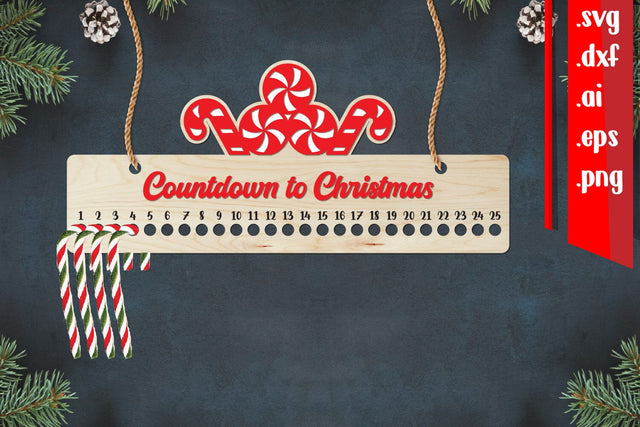 Christmas Countdown | Candy Cane Christmas Calendar SVG zafrans studio 