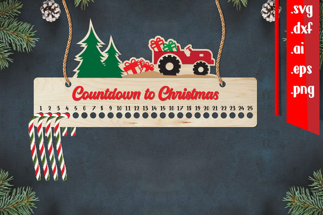 Christmas Countdown | Candy Cane Christmas Calendar SVG zafrans studio 
