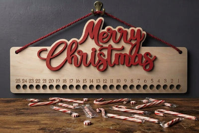 Christmas Countdown Candy Cane Lasercut Decor, Days Until Christmas SVG zafrans studio 