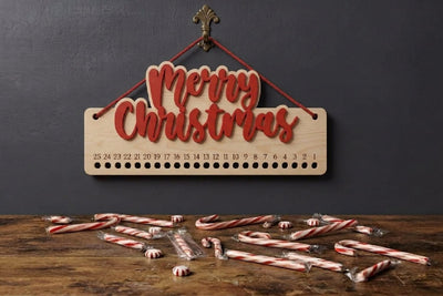 Christmas Countdown Candy Cane Lasercut Decor, Days Until Christmas SVG zafrans studio 