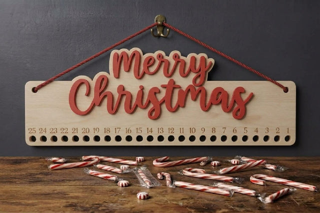 Christmas Countdown Candy Cane Lasercut Decor, Days Until Christmas SVG zafrans studio 