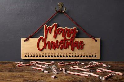 Christmas Countdown Candy Cane Lasercut Decor, Days Until Christmas SVG zafrans studio 