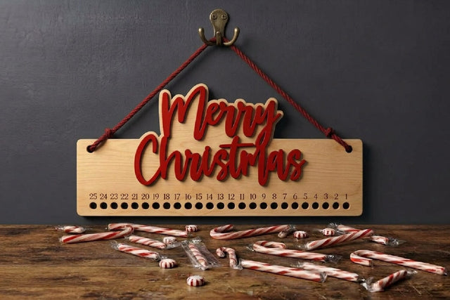 Christmas Countdown Candy Cane Lasercut Decor, Days Until Christmas SVG zafrans studio 