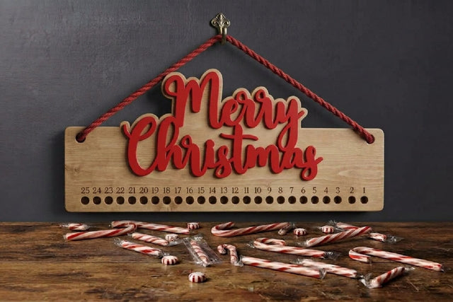 Christmas Countdown Candy Cane Lasercut Decor, Days Until Christmas SVG zafrans studio 