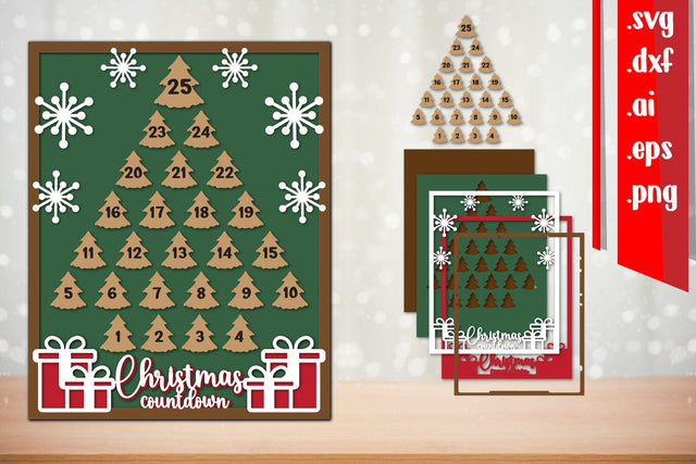 Christmas Countdown | Christmas Calendar | Laser Cut File SVG zafrans studio 
