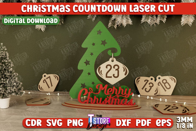 Christmas Countdown | Christmas Calendar Template | Days Until Christmas | CNC File SVG The T Store Design 