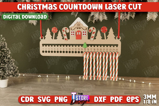 Christmas Countdown | Christmas Calendar Template | Days Until Christmas | CNC File SVG The T Store Design 