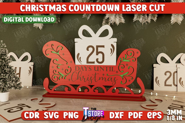 Christmas Countdown | Christmas Calendar Template | Days Until Christmas | CNC File SVG The T Store Design 