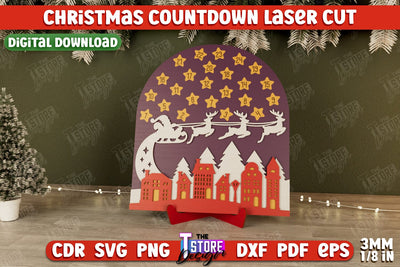 Christmas Countdown | Christmas Calendar Template | Days Until Christmas | CNC File SVG The T Store Design 