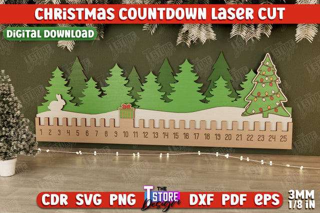 Christmas Countdown | Christmas Calendar Template | Days Until Christmas | CNC File SVG The T Store Design 