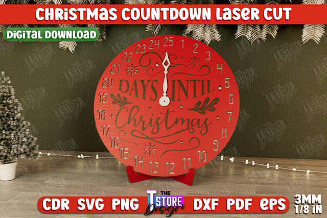 Christmas Countdown | Christmas Calendar Template | Days Until Christmas | CNC File SVG The T Store Design 