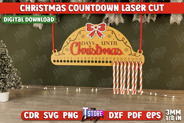 Christmas Countdown | Christmas Calendar Template | Days Until Christmas | CNC File SVG The T Store Design 