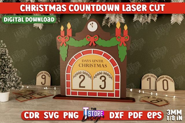 Christmas Countdown | Christmas Calendar Template | Days Until Christmas | CNC File SVG The T Store Design 