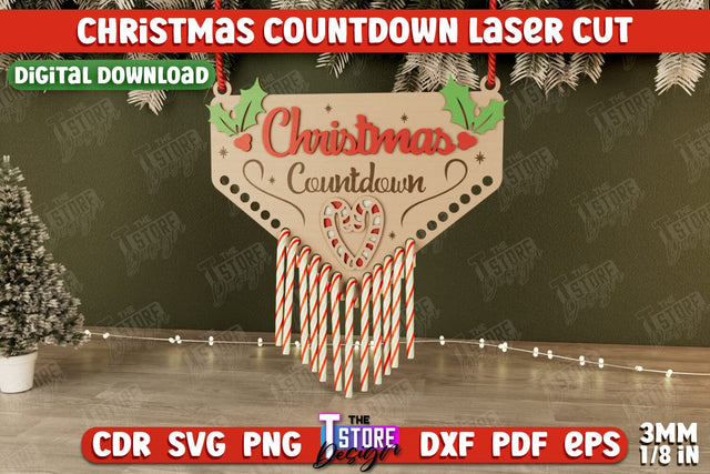 Christmas Countdown | Christmas Calendar Template | Days Until Christmas | CNC File SVG The T Store Design 