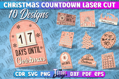 Christmas Countdown Laser Cut Bundle | Christmas Calendar | CNC Files SVG The T Store Design 