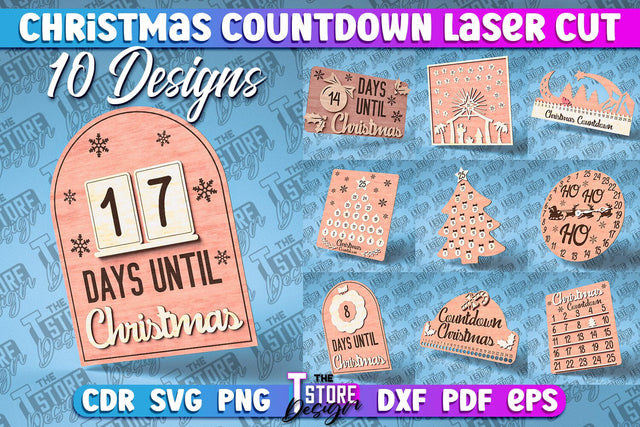 Christmas Countdown Laser Cut Bundle | Christmas Calendar | CNC Files SVG The T Store Design 