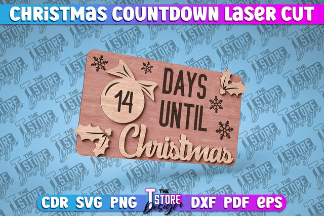 Christmas Countdown Laser Cut | Christmas Calendar | CNC File SVG The T Store Design 