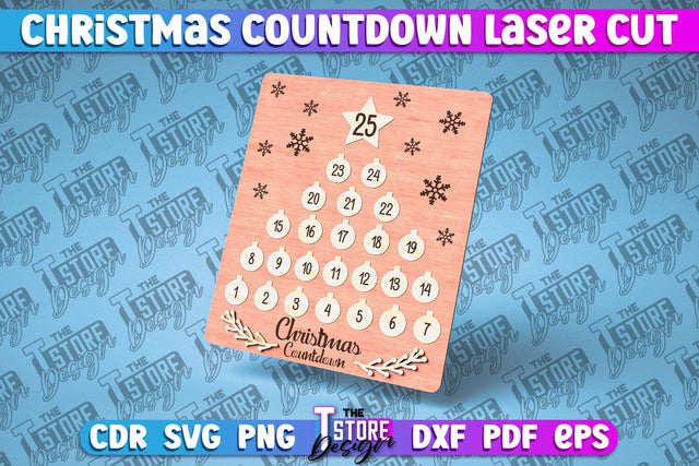 Christmas Countdown Laser Cut | Christmas Calendar | CNC File SVG The T Store Design 