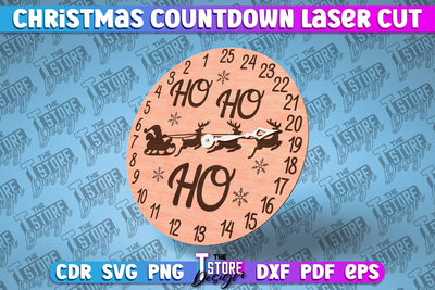 Christmas Countdown Laser Cut | Christmas Calendar | CNC File SVG The T Store Design 