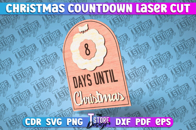 Christmas Countdown Laser Cut | Christmas Calendar | CNC File SVG The T Store Design 