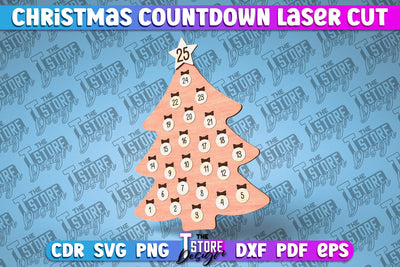 Christmas Countdown Laser Cut | Christmas Calendar | CNC File SVG The T Store Design 