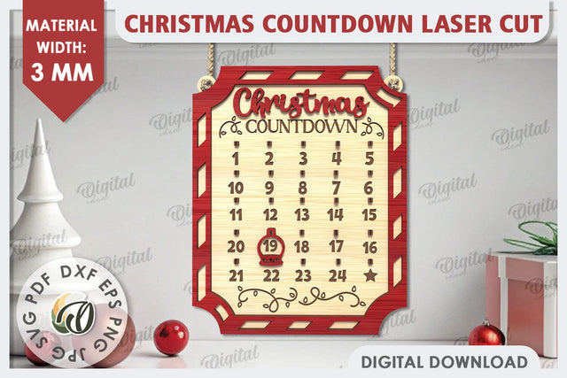 Christmas Countdown Laser Cut Design. Advent Calendar SVG SVG Evgenyia Guschina 