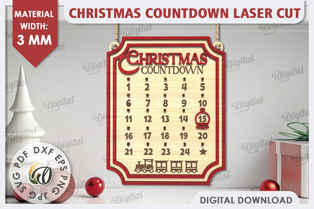 Christmas Countdown Laser Cut Design. Advent Calendar SVG SVG Evgenyia Guschina 