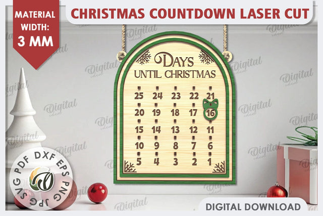 Christmas Countdown Laser Cut Design. Advent Calendar SVG SVG Evgenyia Guschina 
