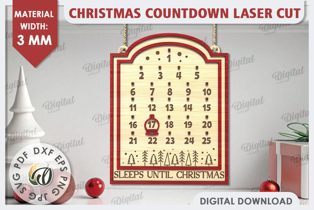 Christmas Countdown Laser Cut Design. Advent Calendar SVG SVG Evgenyia Guschina 