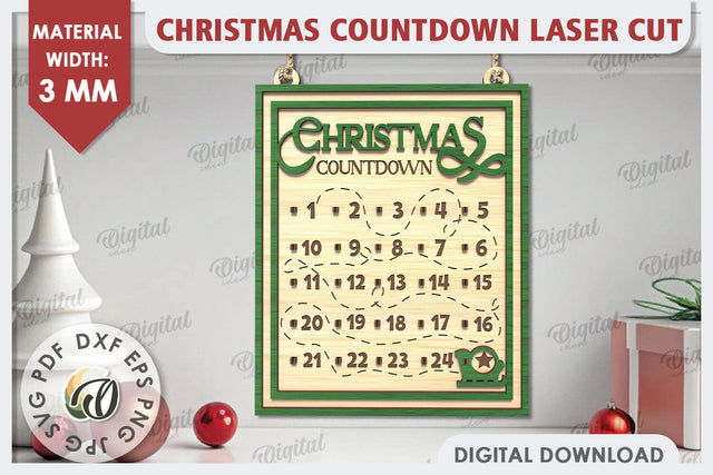 Christmas Countdown Laser Cut Design. Advent Calendar SVG SVG Evgenyia Guschina 