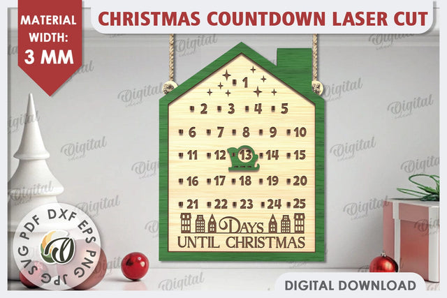 Christmas Countdown Laser Cut Design. Advent Calendar SVG SVG Evgenyia Guschina 