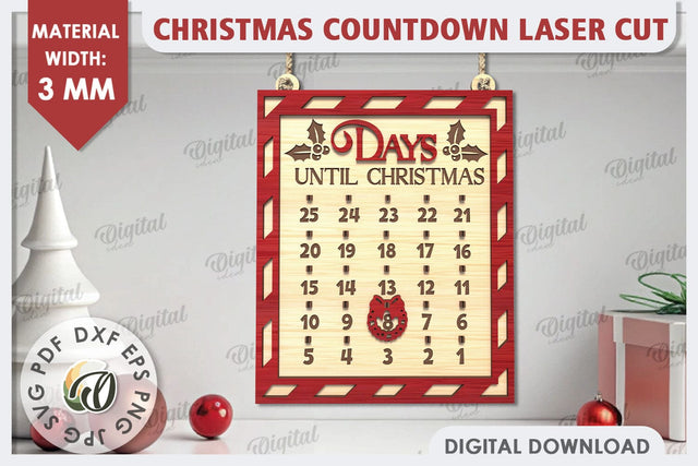 Christmas Countdown Laser Cut Design. Advent Calendar SVG SVG Evgenyia Guschina 