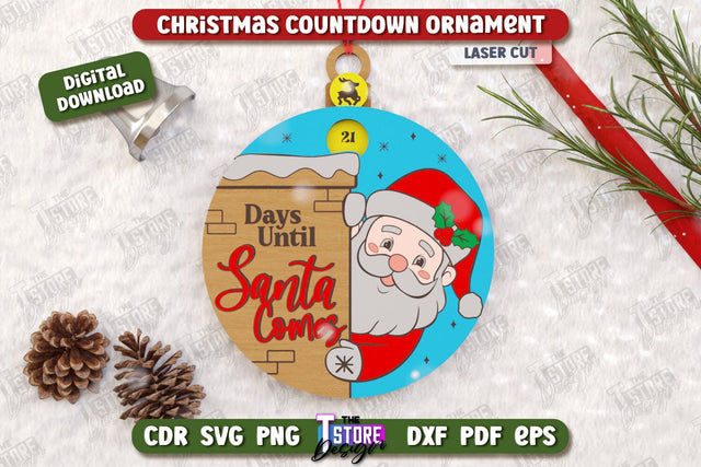Christmas Countdown Ornament Laser Cut | Christmas Calendar Template | Days Until Christmas | Christmas Tree Toy | CNC File SVG The T Store Design 