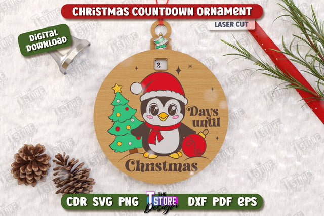 Christmas Countdown Ornament Laser Cut | Christmas Calendar Template | Days Until Christmas | Christmas Tree Toy | CNC File SVG The T Store Design 