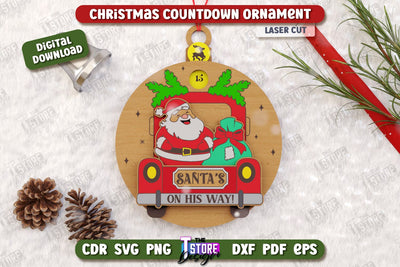 Christmas Countdown Ornament Laser Cut | Christmas Calendar Template | Days Until Christmas | Christmas Tree Toy | CNC File SVG The T Store Design 