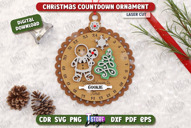 Christmas Countdown Ornament Laser Cut | Christmas Calendar Template | Days Until Christmas | Christmas Tree Toy | CNC File SVG The T Store Design 