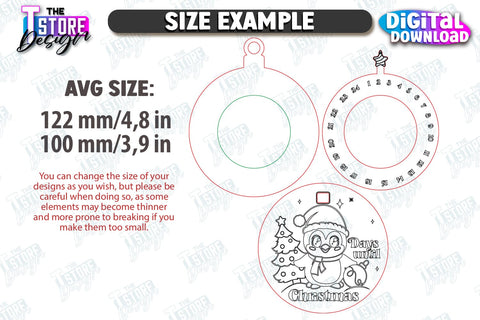 Christmas Countdown Ornaments Laser Cut Bundle | Christmas Calendar Template | Days Until Christmas | Christmas Tree Toy | CNC Files SVG The T Store Design 
