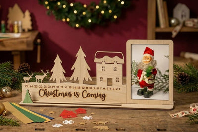 Christmas Countdown Photo Frame Lasercut, Advent Calendar SVG zafrans studio 